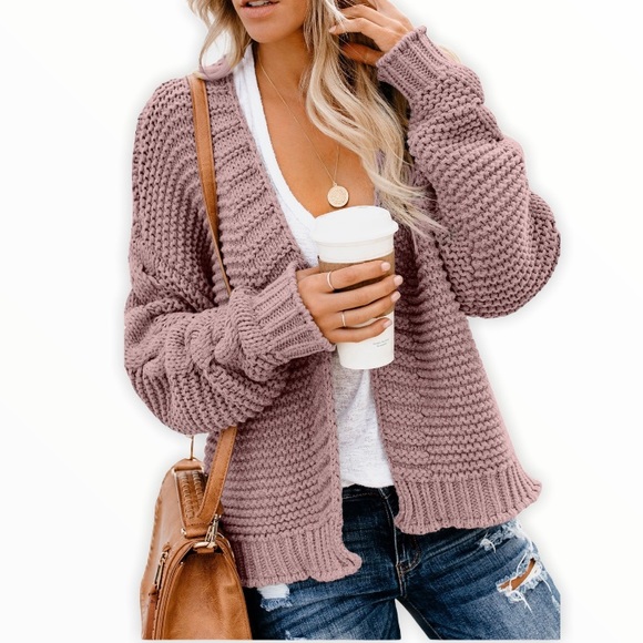 DoubleCat Boutique Sweaters - New Open Front Chunky Knit Cardigan XL, 2XL